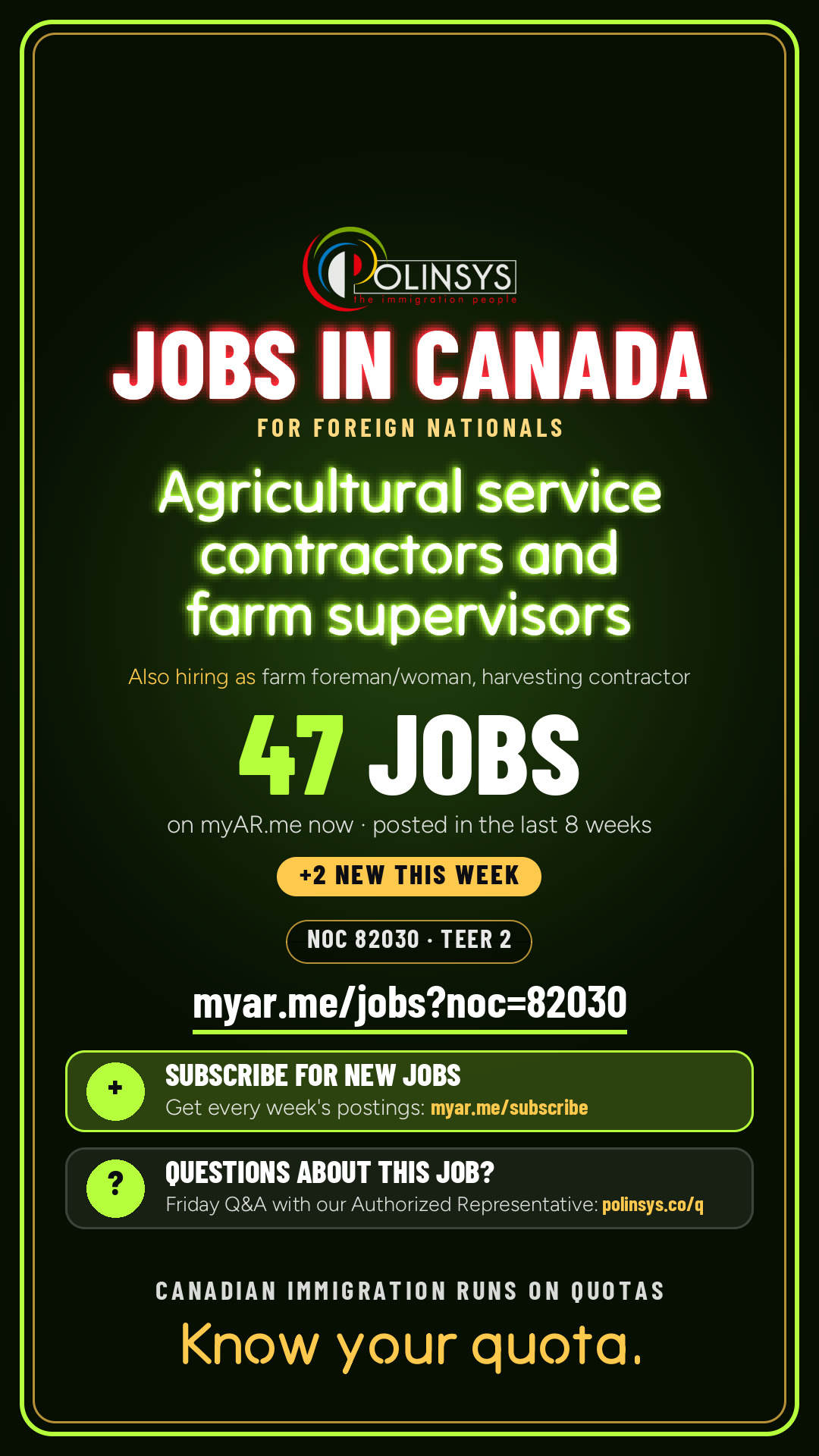 Agricultural service contractors and farm supervisors — NOC 82030