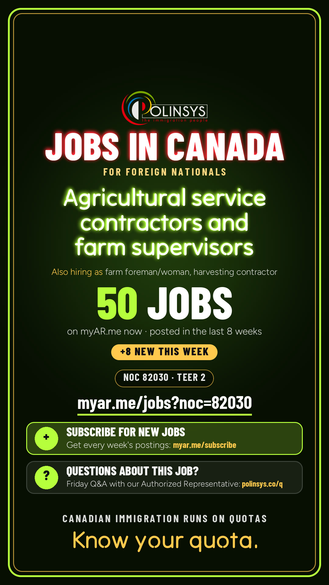 Agricultural service contractors and farm supervisors — NOC 82030