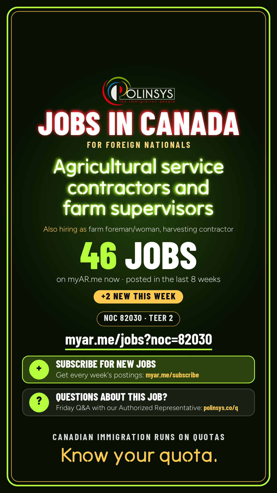 Agricultural service contractors and farm supervisors — NOC 82030