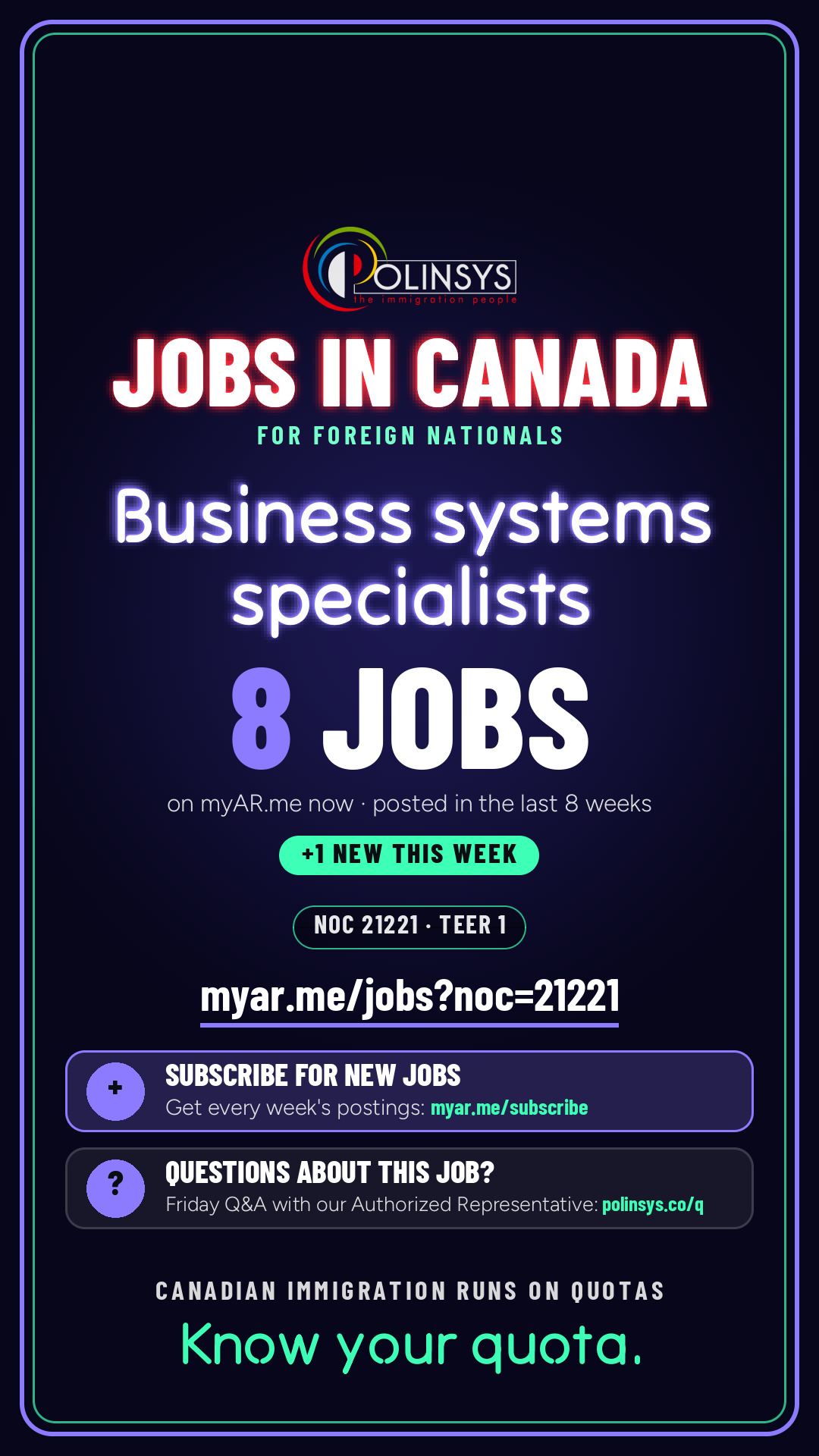 Job card: Business systems specialists (NOC 21221) — 8 jobs on myAR.me