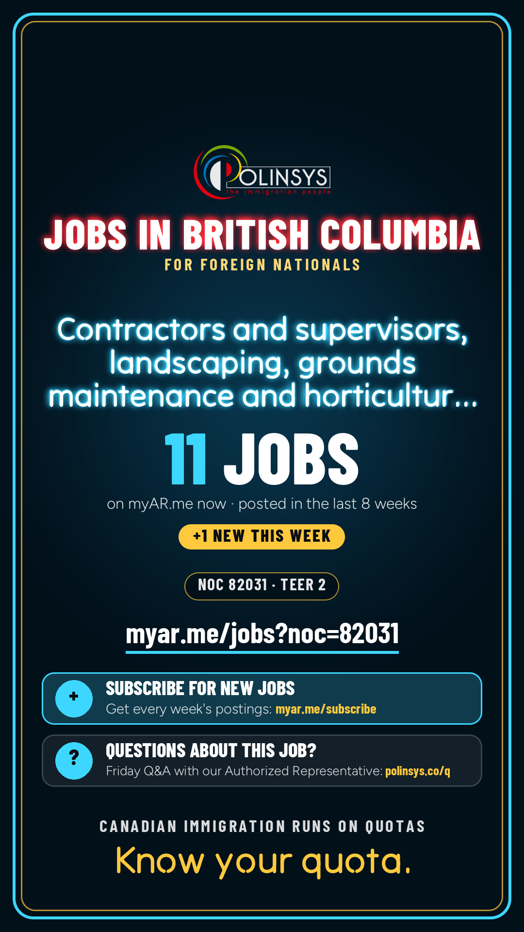 Job card: Contractors and supervisors, landscaping, grounds maintenance and horticulture services (NOC 82031) — 11 jobs on myAR.me