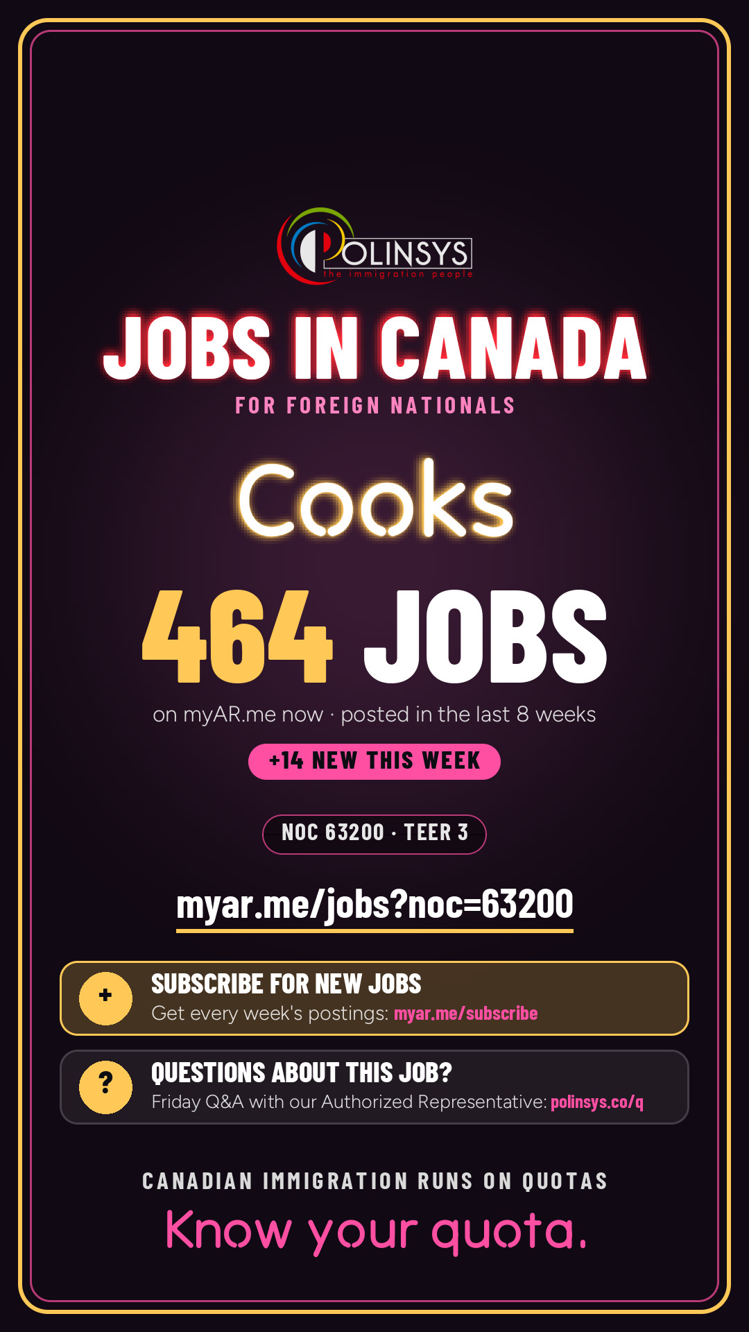 Job card: Cooks (NOC 63200) — 464 jobs on myAR.me