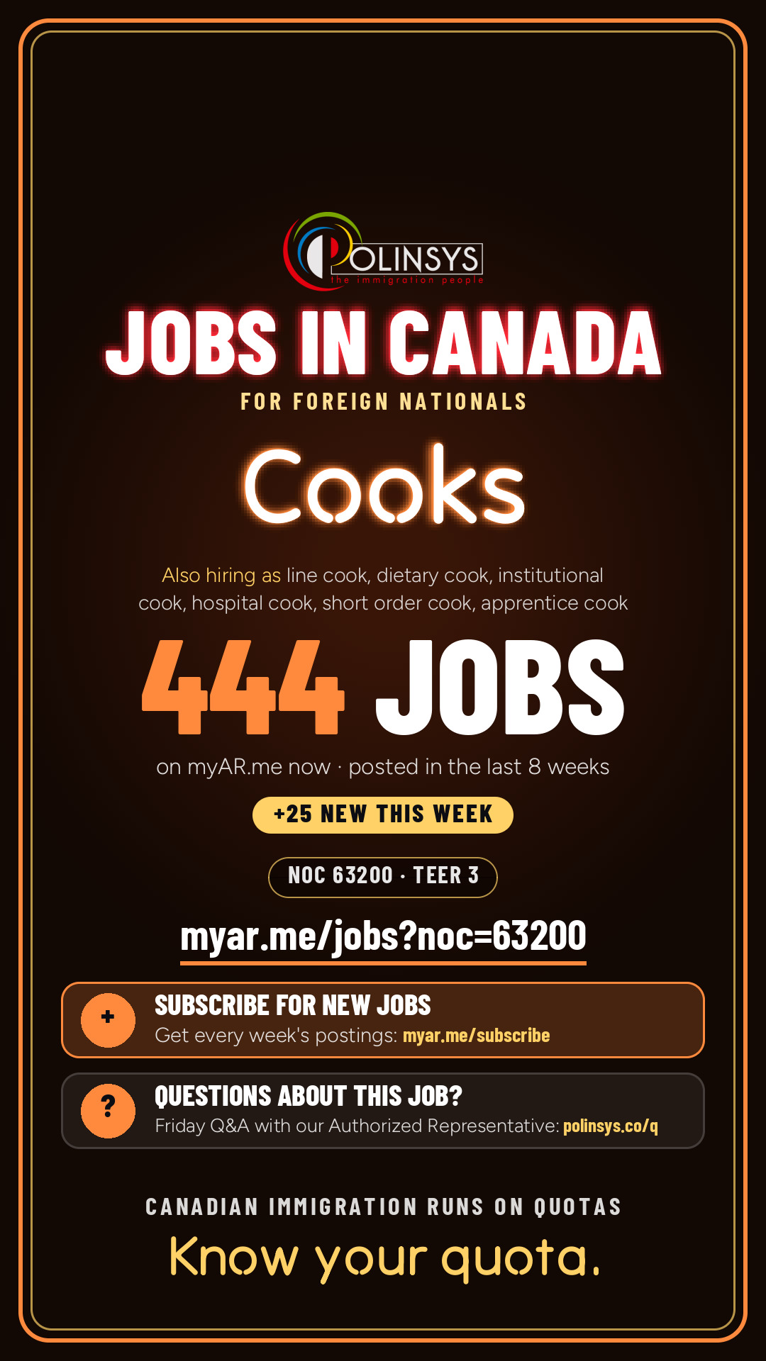 Job card: Cooks (NOC 63200) — 444 jobs on myAR.me