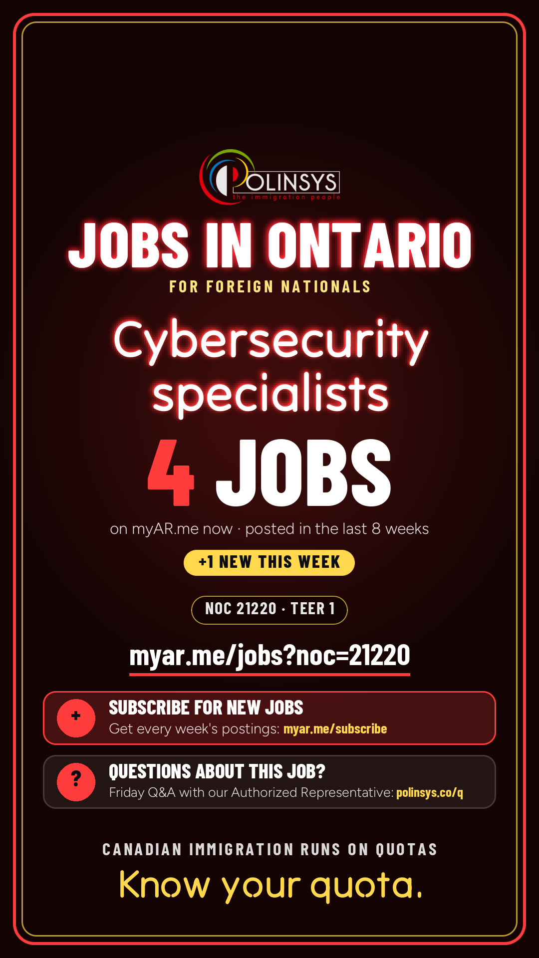Job card: Cybersecurity specialists (NOC 21220) — 4 jobs on myAR.me