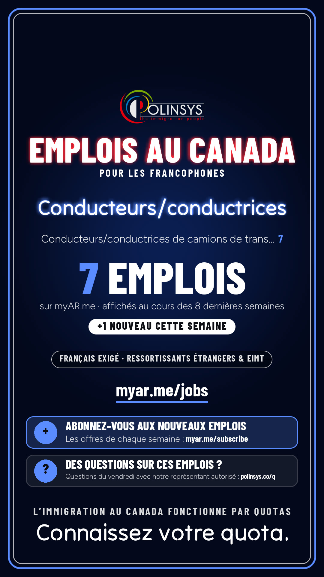 Job card: Drivers (French-speaking jobs) — 9 jobs on myAR.me