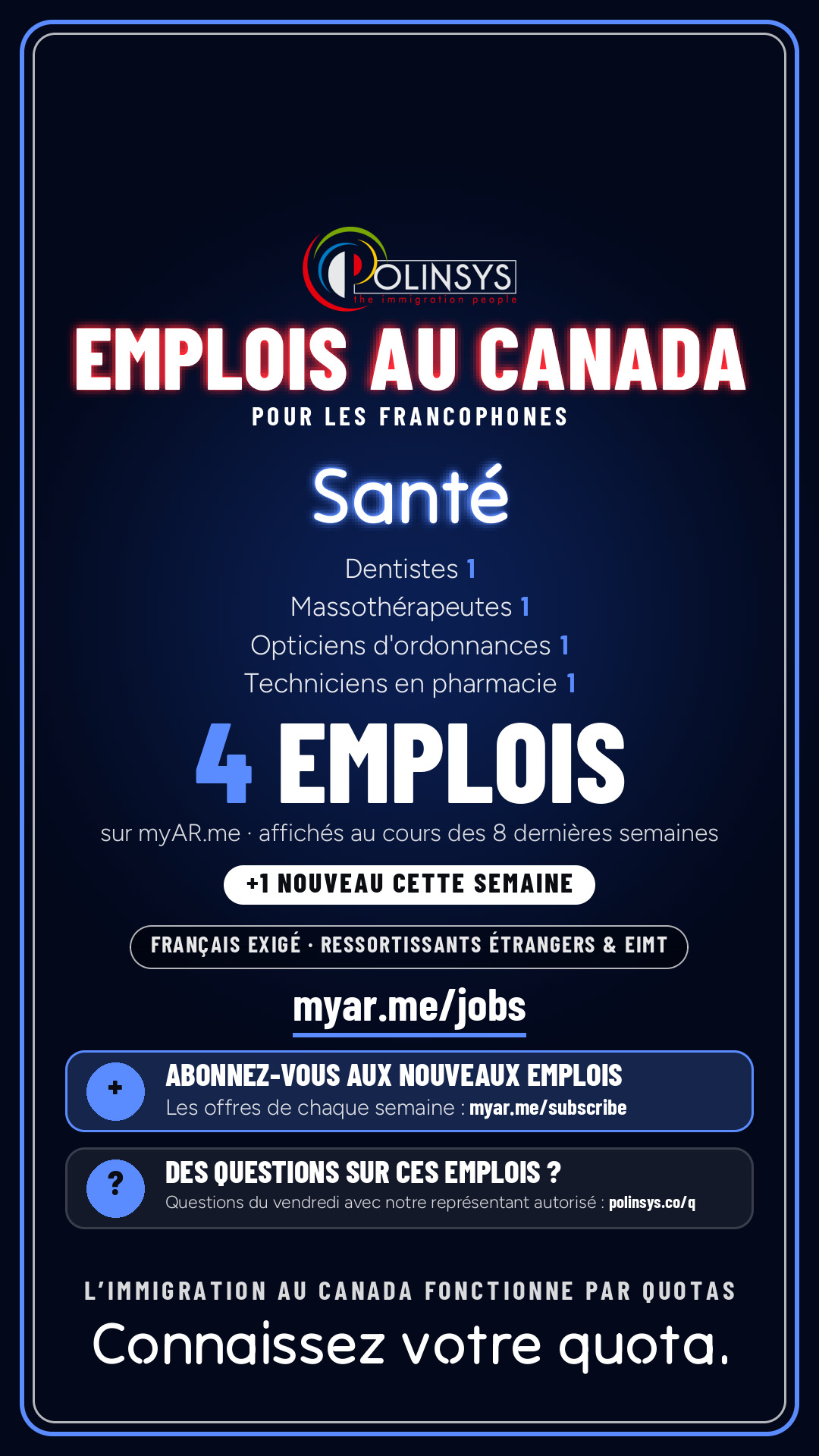 Job card: Health (French-speaking jobs) — 5 jobs on myAR.me
