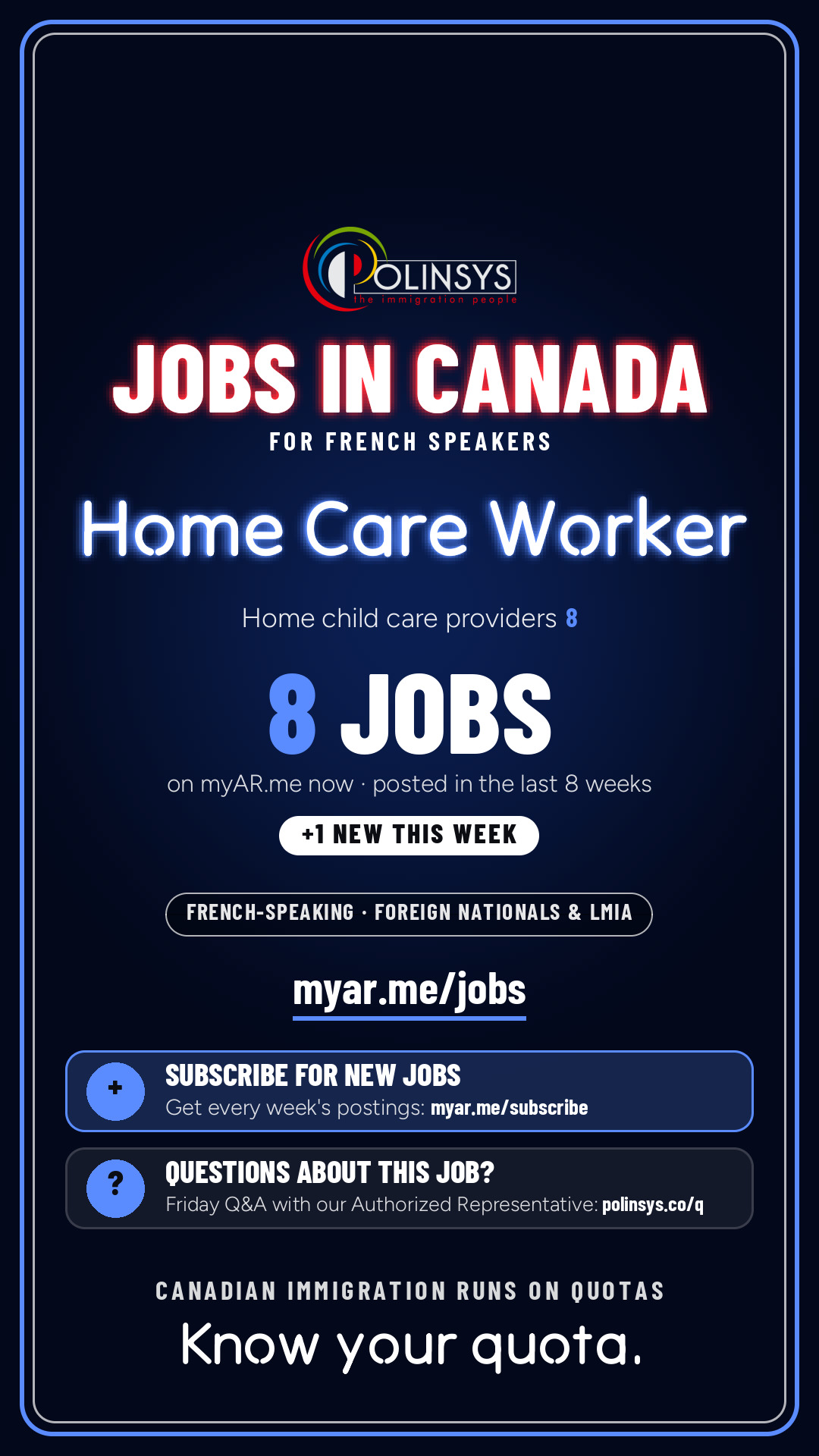 Job card: Home Care Worker (French-speaking jobs) — 8 jobs on myAR.me