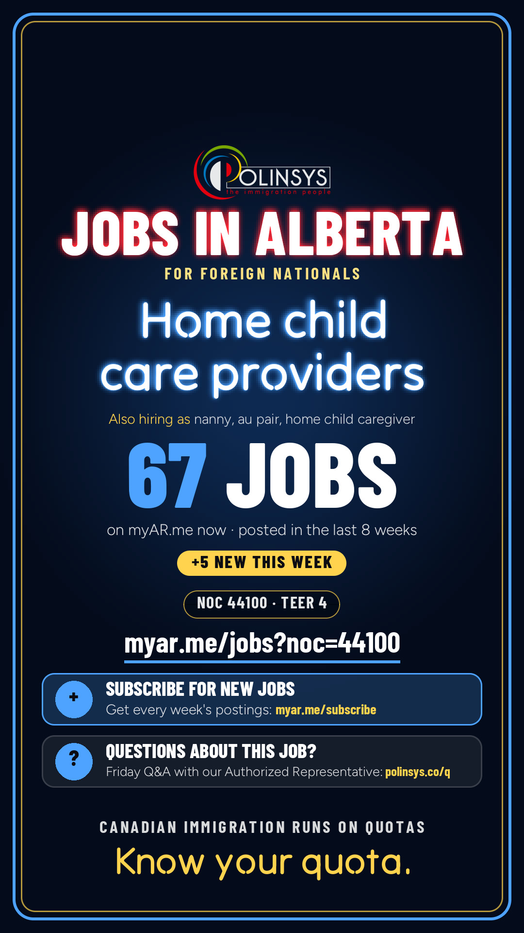 Job card: Home child care providers (NOC 44100) — 67 jobs on myAR.me