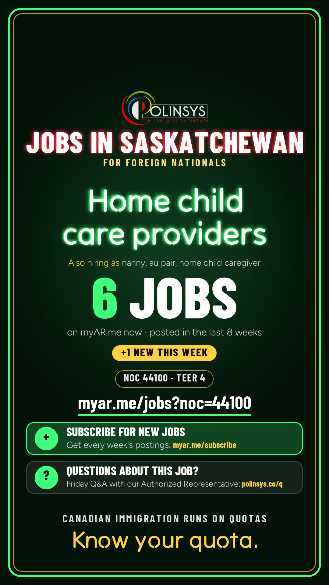 Job card: Home child care providers (NOC 44100) — 6 jobs on myAR.me
