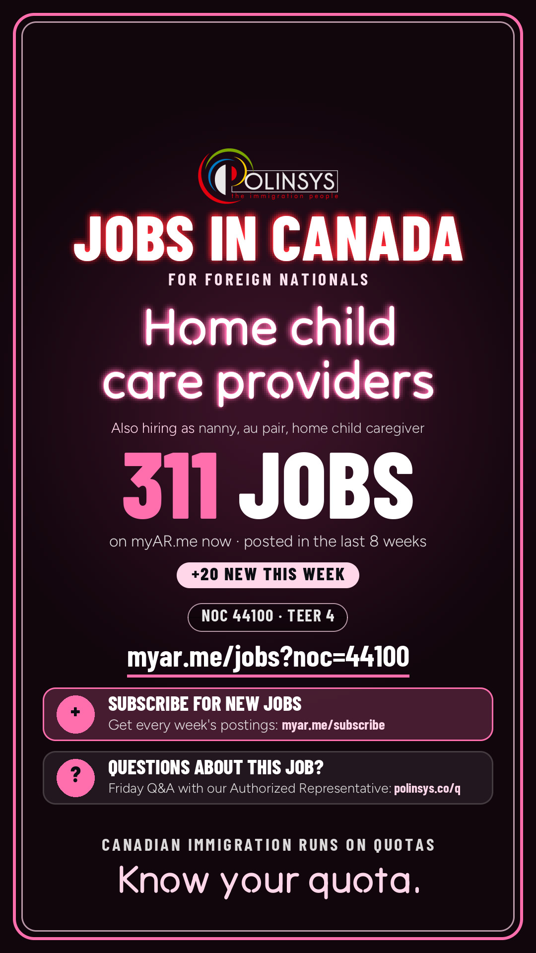 Job card: Home child care providers (NOC 44100) — 311 jobs on myAR.me