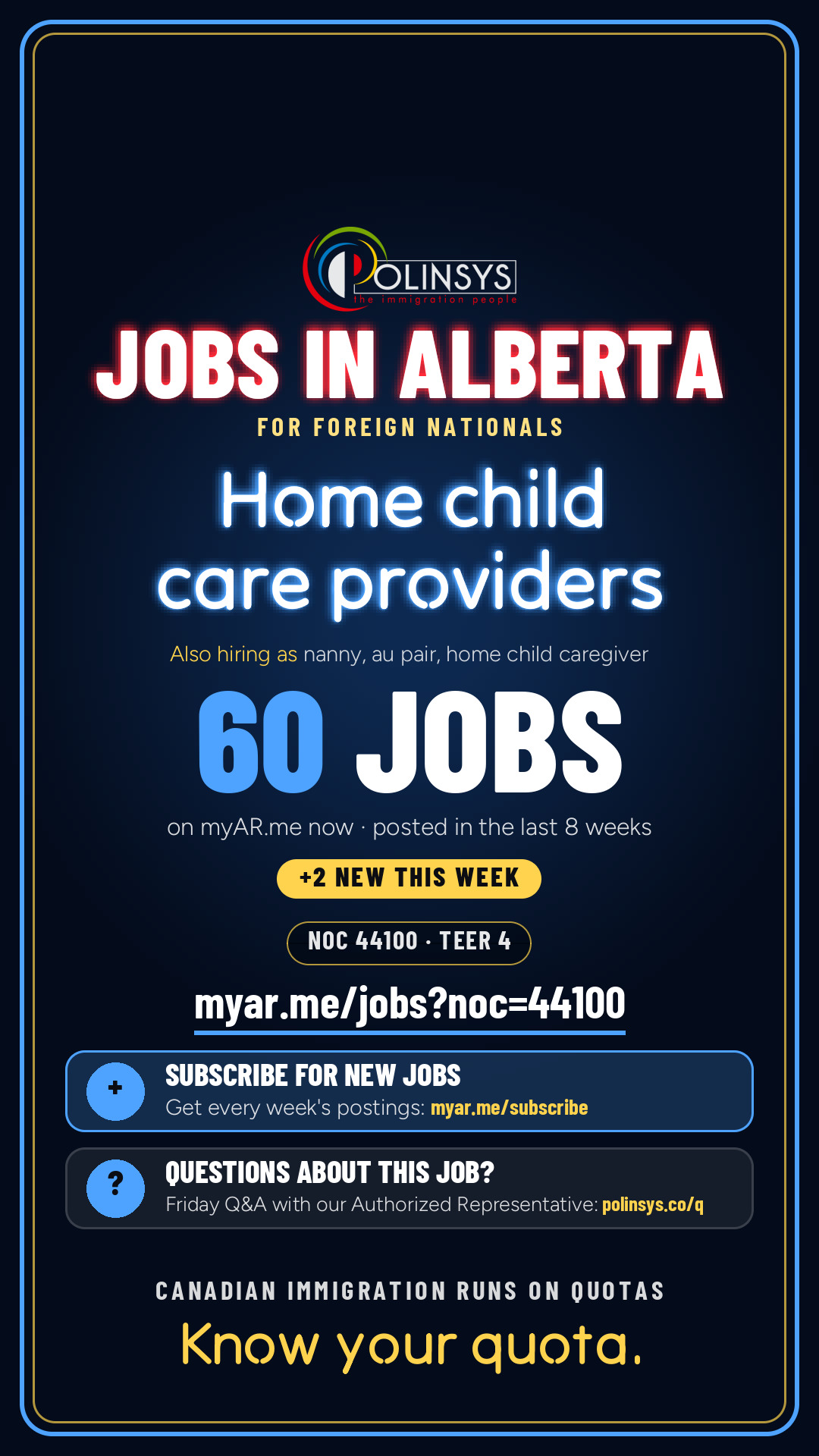 Job card: Home child care providers (NOC 44100) — 60 jobs on myAR.me