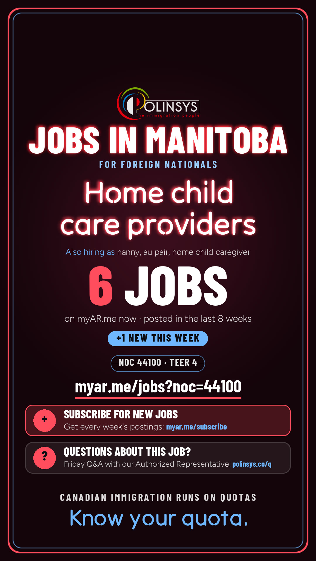 Job card: Home child care providers (NOC 44100) — 6 jobs on myAR.me