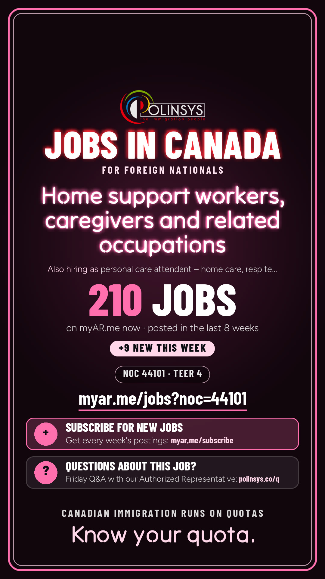 Job card: Home support workers, caregivers and related occupations (NOC 44101) — 210 jobs on myAR.me