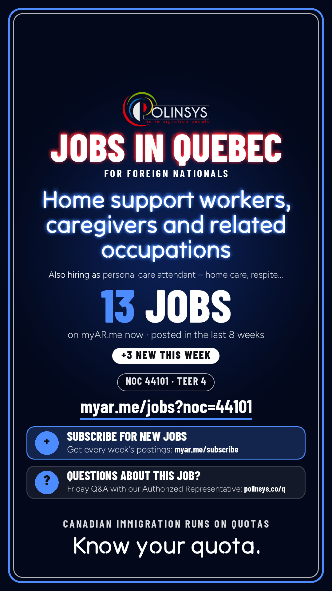 Job card: Home support workers, caregivers and related occupations (NOC 44101) — 13 jobs on myAR.me