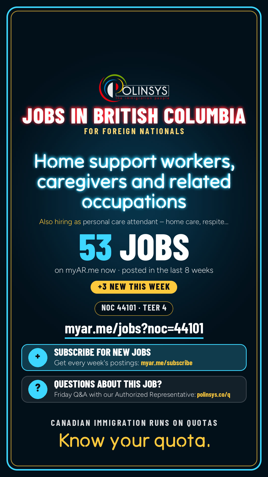 Job card: Home support workers, caregivers and related occupations (NOC 44101) — 53 jobs on myAR.me