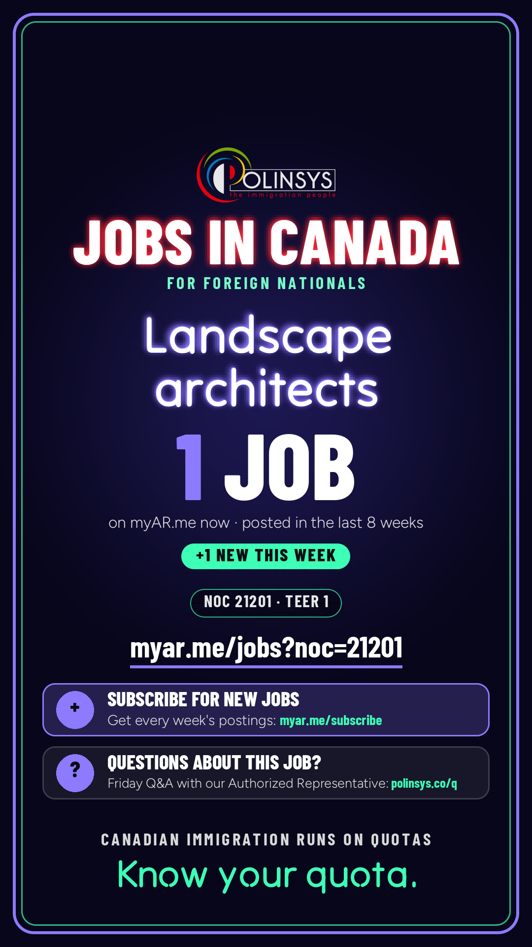 Job card: Landscape architects (NOC 21201) — 1 jobs on myAR.me