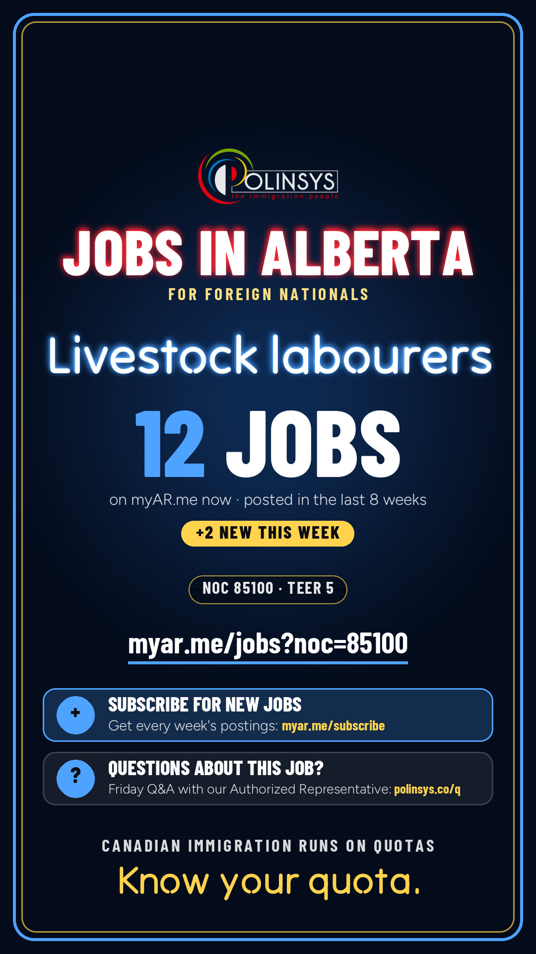 Job card: Livestock labourers (NOC 85100) — 12 jobs on myAR.me