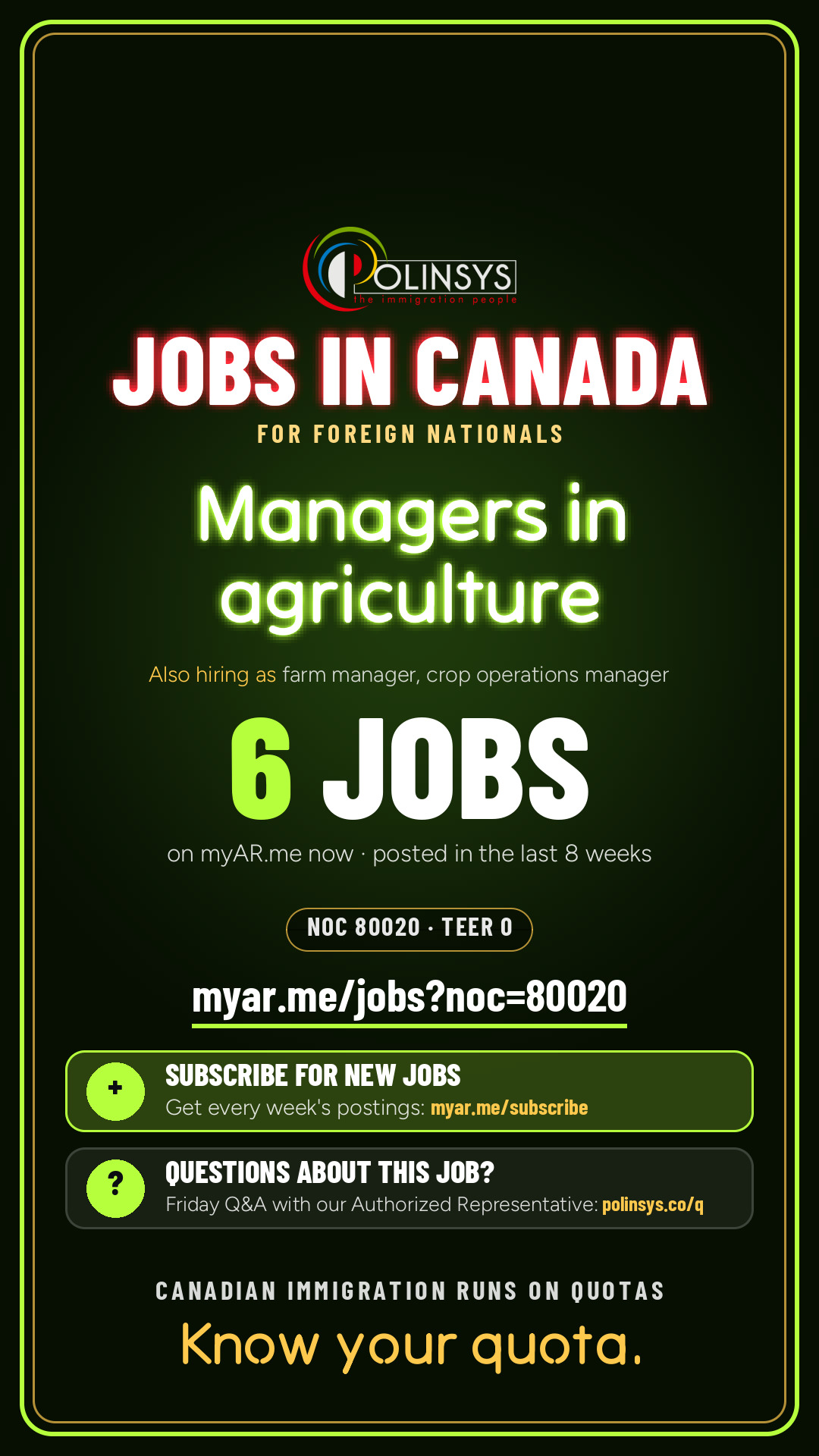Managers in agriculture — NOC 80020