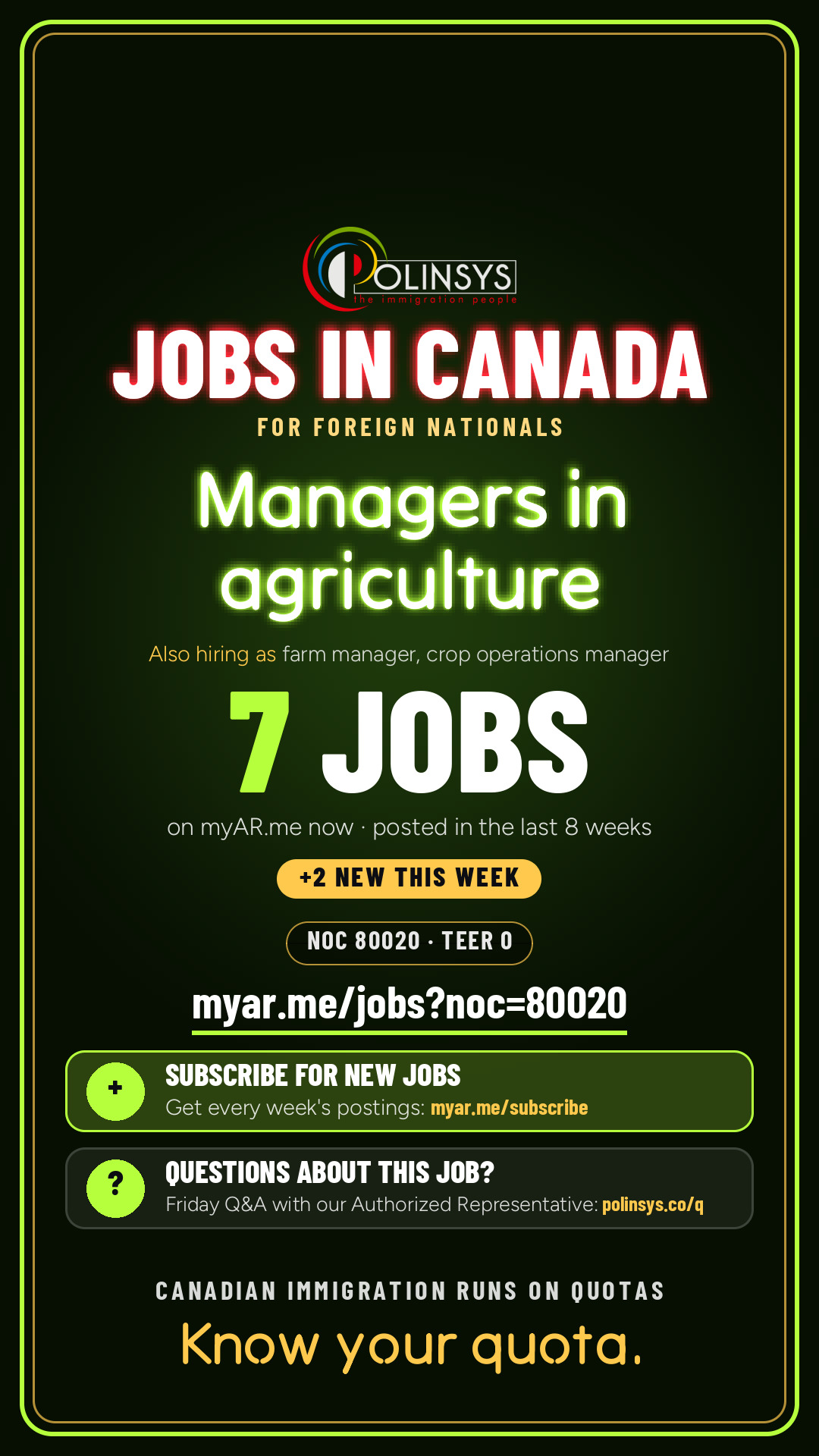 Managers in agriculture — NOC 80020