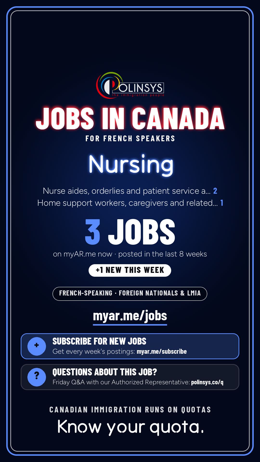 Job card: Nursing (French-speaking jobs) — 3 jobs on myAR.me