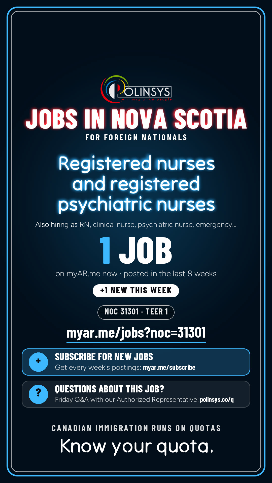 Job card: Registered nurses and registered psychiatric nurses (NOC 31301) — 1 jobs on myAR.me