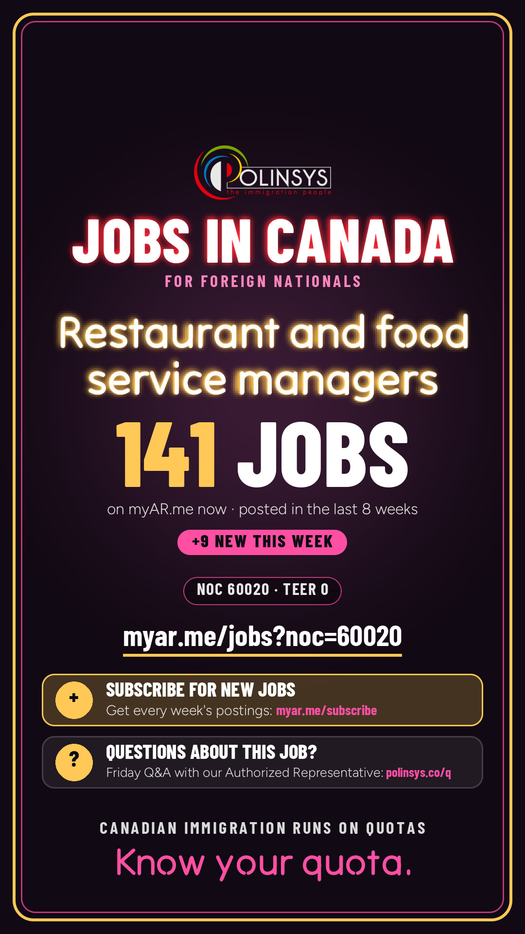 Job card: Restaurant and food service managers (NOC 60020) — 141 jobs on myAR.me