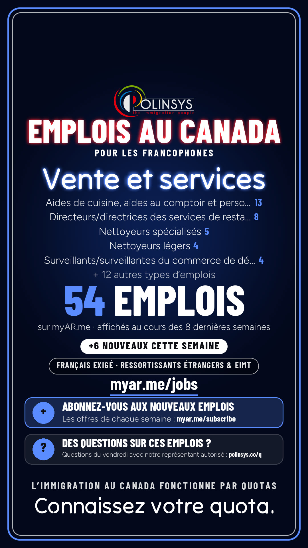 Job card: Sales & service (French-speaking jobs) — 66 jobs on myAR.me