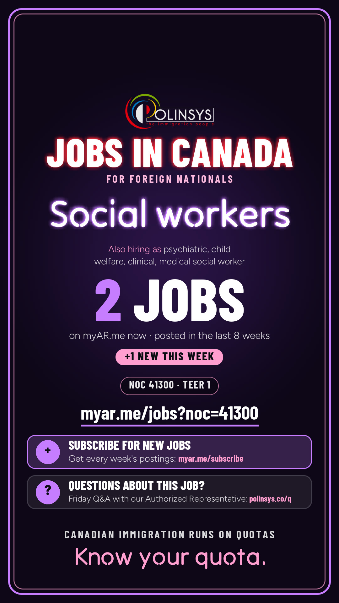 Job card: Social workers (NOC 41300) — 2 jobs on myAR.me