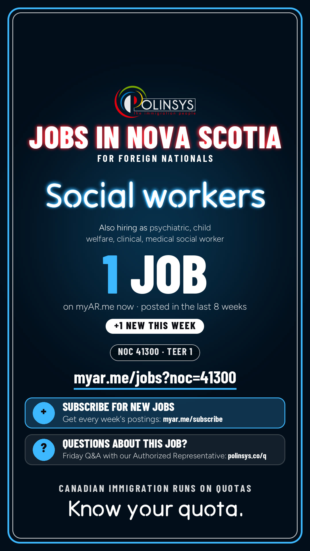 Job card: Social workers (NOC 41300) — 1 jobs on myAR.me