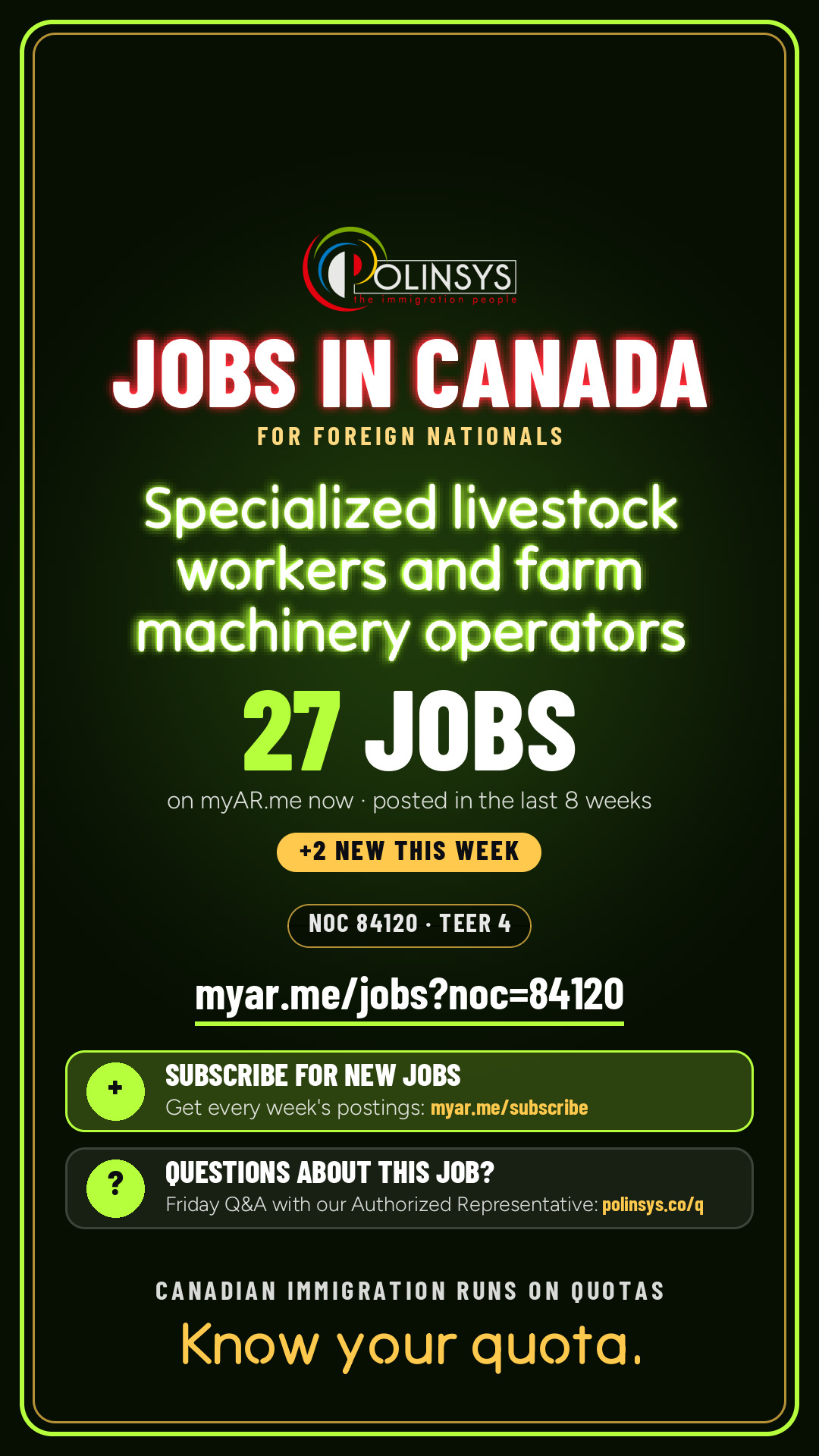 Specialized livestock workers and farm machinery operators — NOC 84120