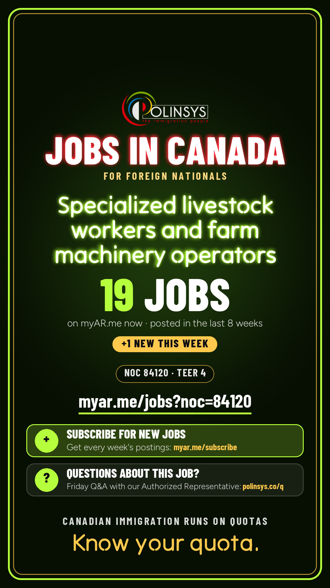 Specialized livestock workers and farm machinery operators — NOC 84120