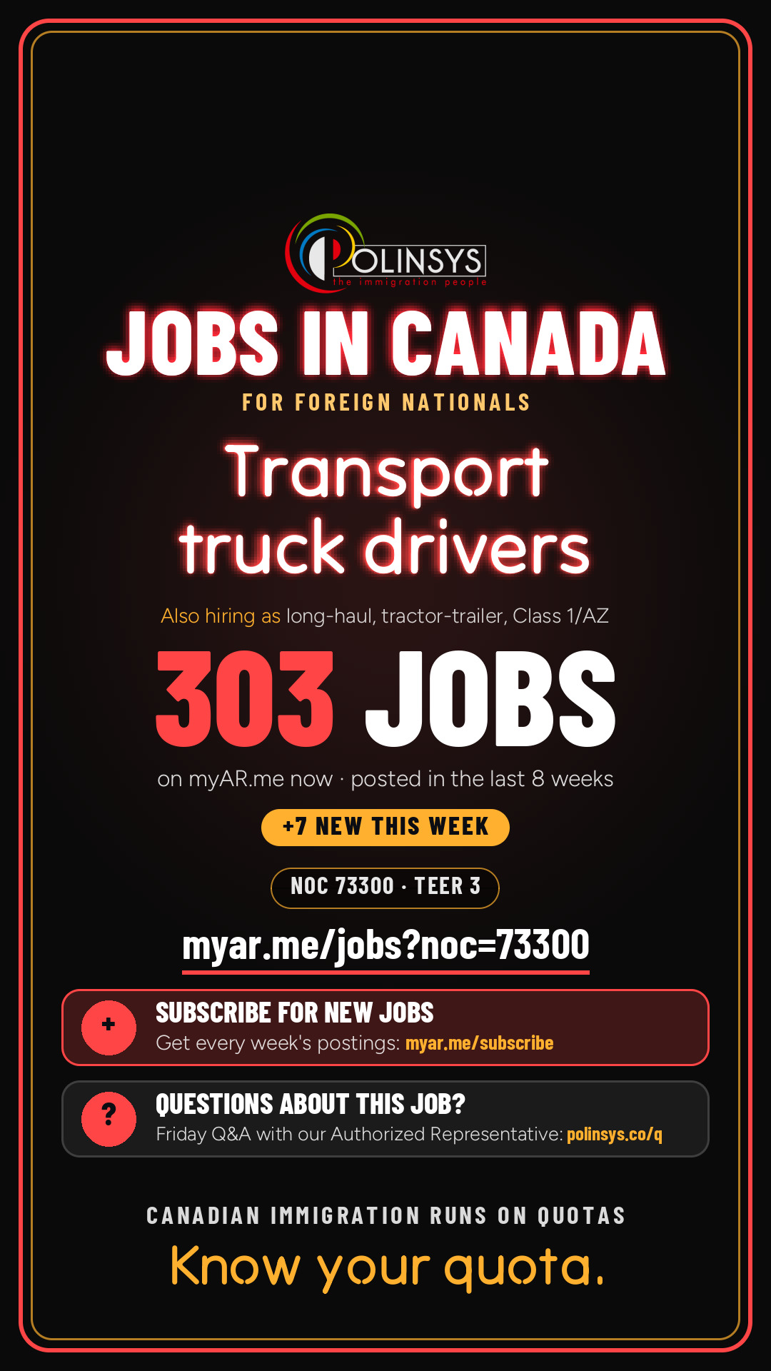Transport truck drivers — NOC 73300