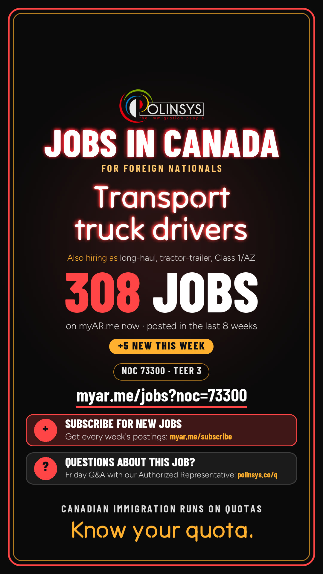 Transport truck drivers — NOC 73300