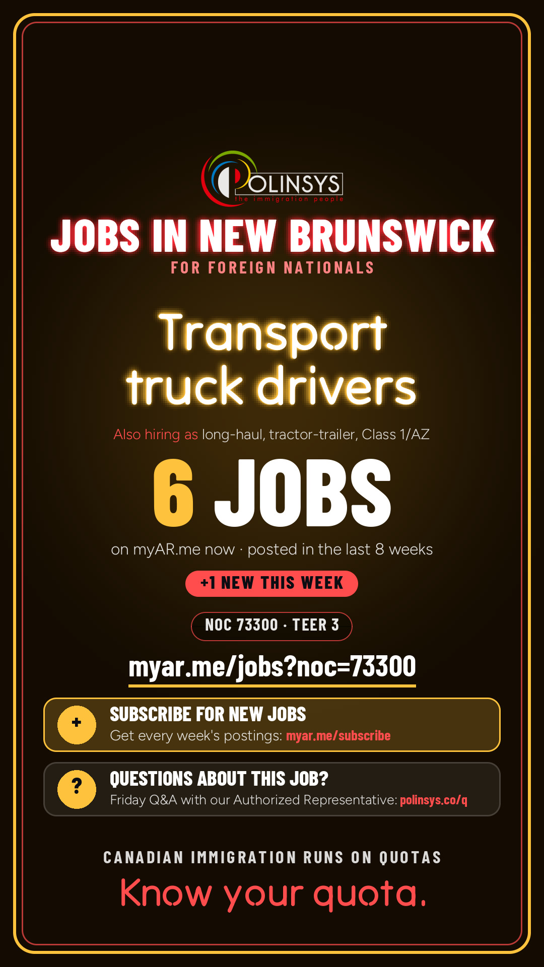 Job card: Transport truck drivers (NOC 73300) — 6 jobs on myAR.me
