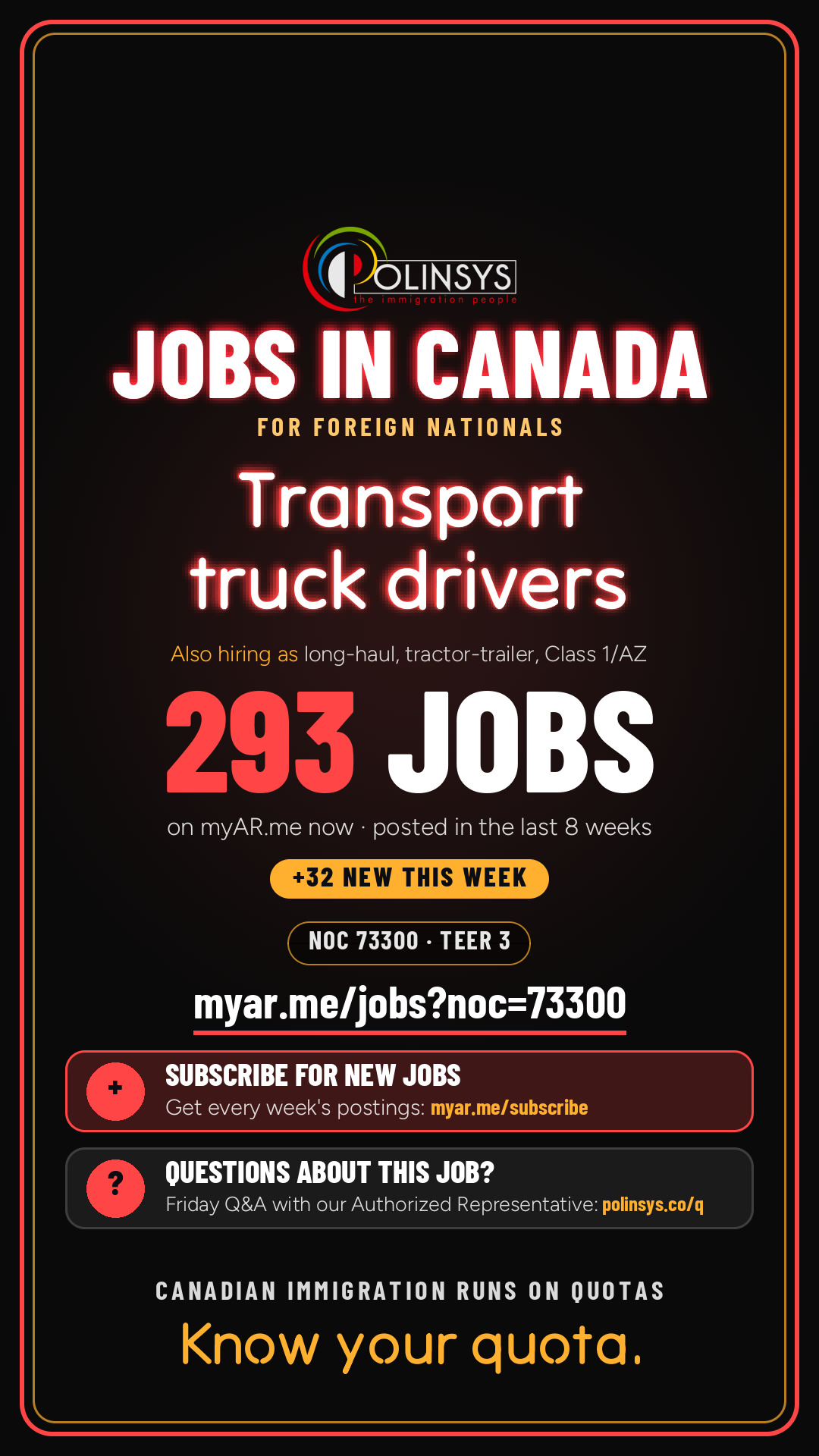 Transport truck drivers — NOC 73300