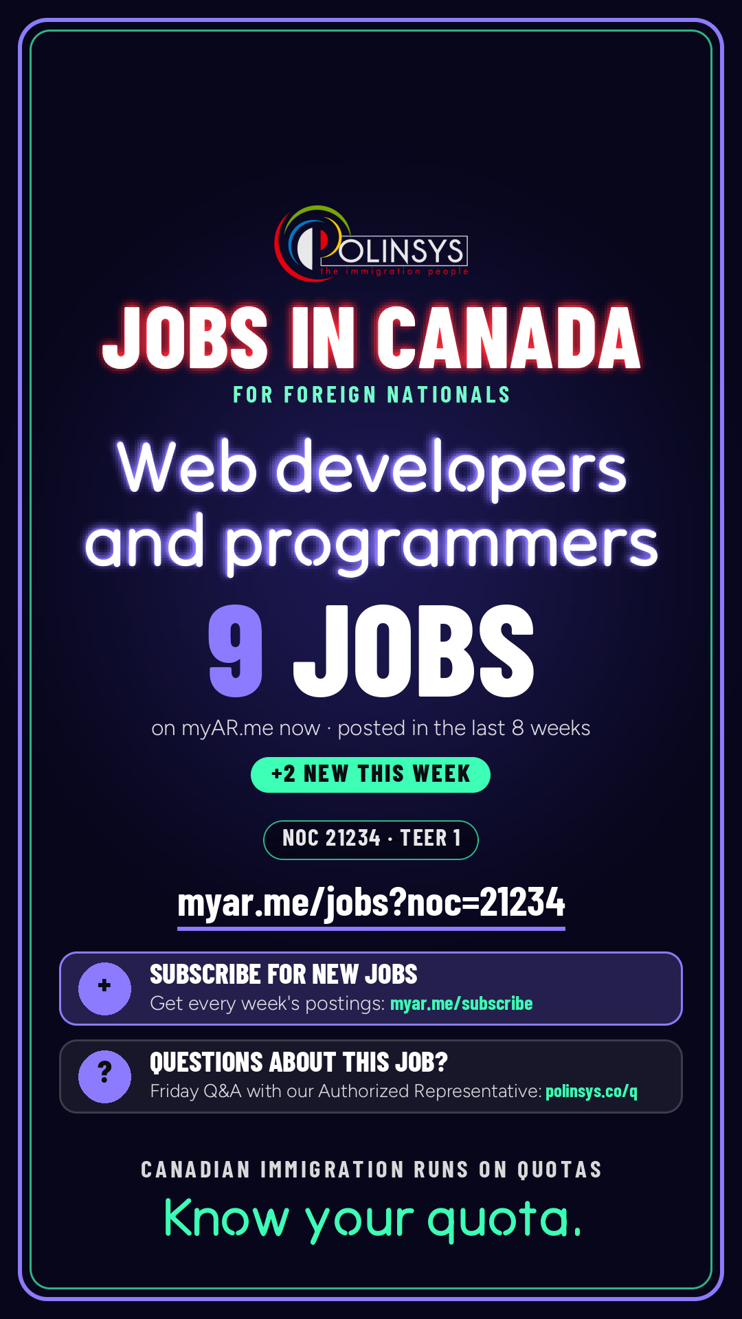Job card: Web developers and programmers (NOC 21234) — 9 jobs on myAR.me