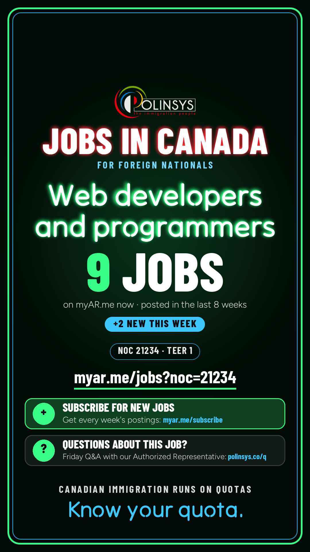 Job card: Web developers and programmers (NOC 21234) — 9 jobs on myAR.me