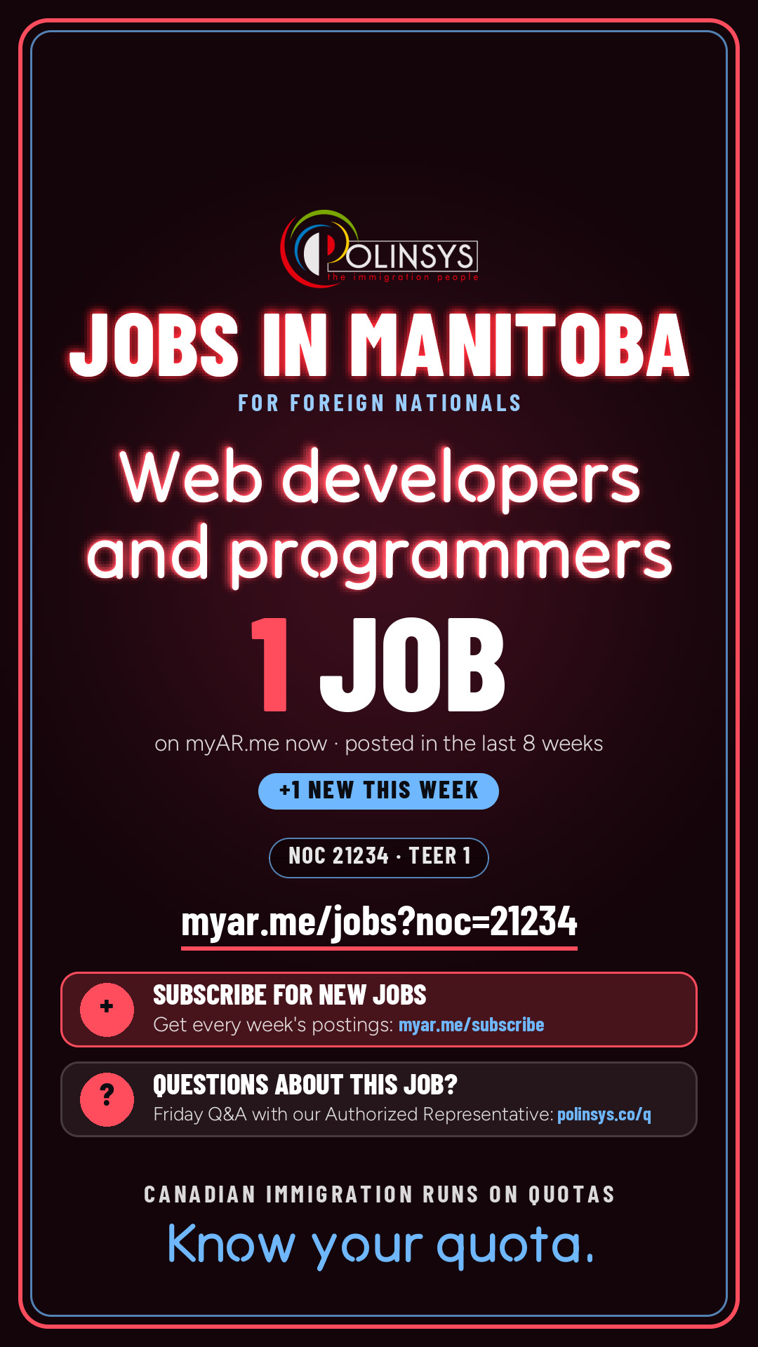 Job card: Web developers and programmers (NOC 21234) — 1 jobs on myAR.me