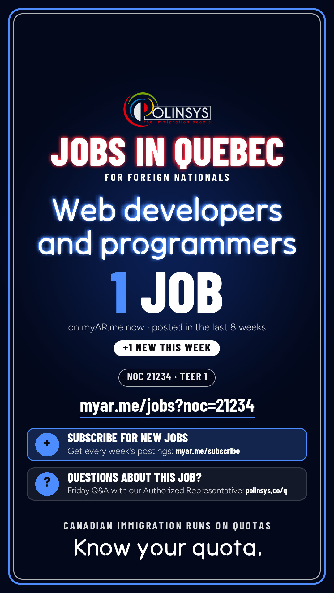 Job card: Web developers and programmers (NOC 21234) — 1 jobs on myAR.me