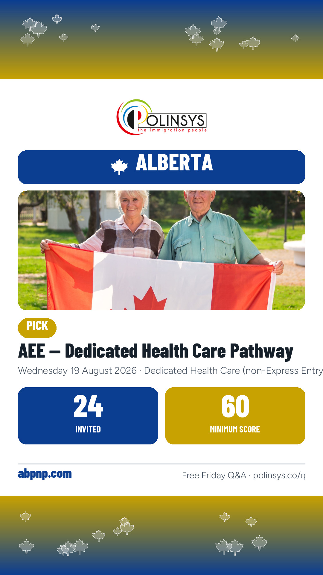 AEE — Dedicated Health Care Pathway — 24 invitations, minimum score 60, 19 August 2026