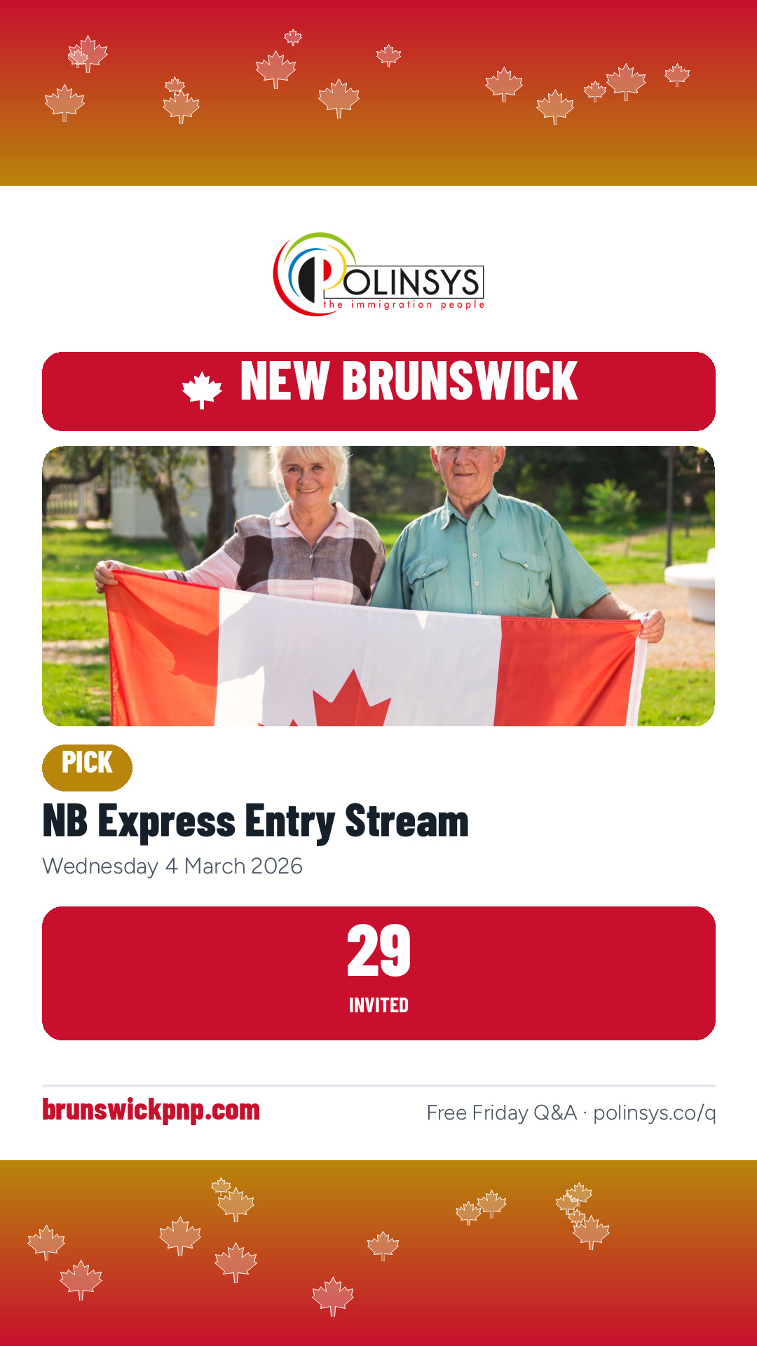 NB Express Entry Stream — 29 invitations, 4 March 2026