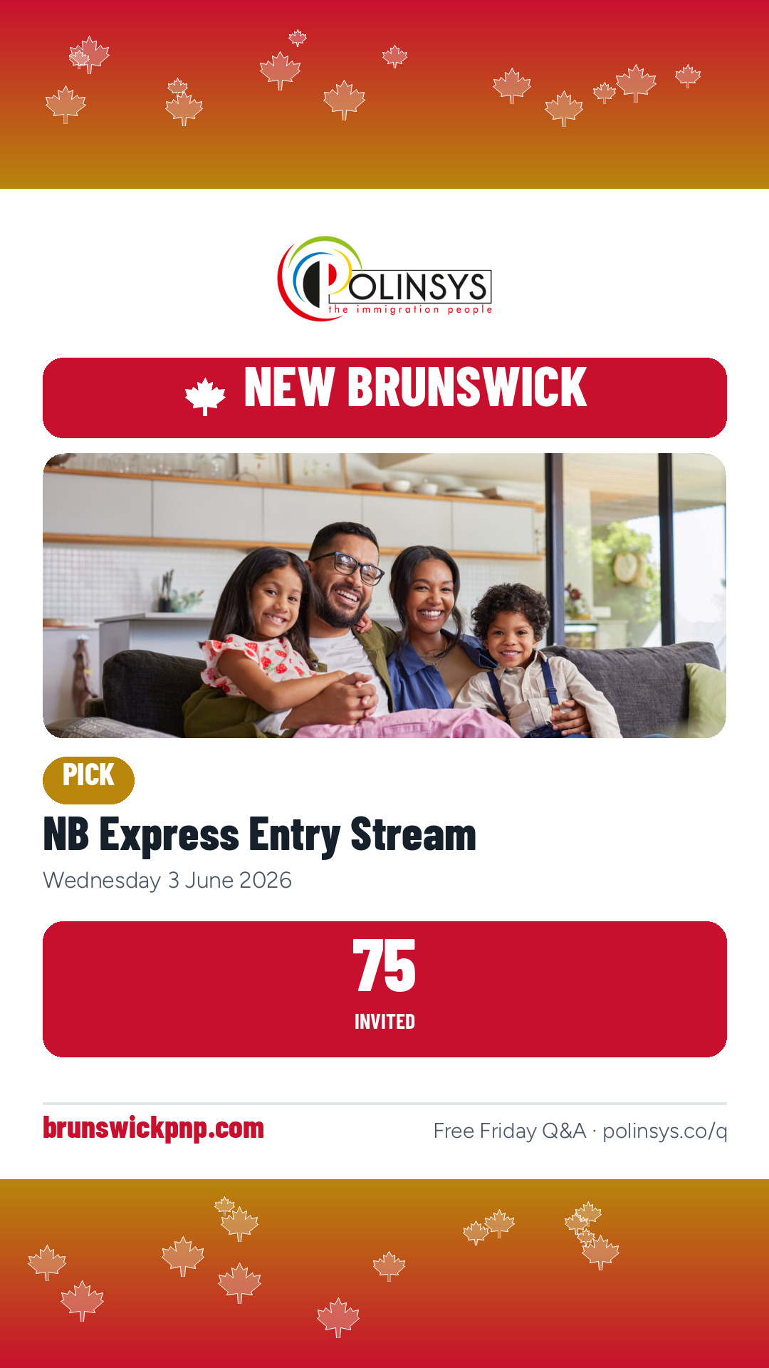 NB Express Entry Stream — 75 invitations, 3 June 2026