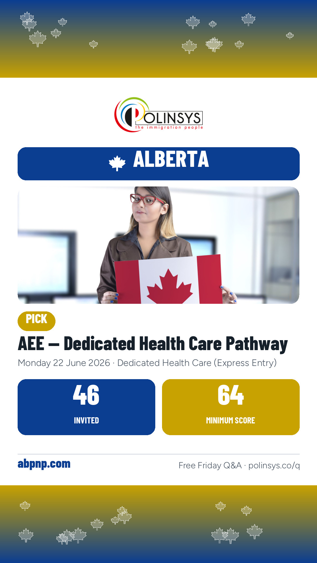 AEE — Dedicated Health Care Pathway — 46 invitations, minimum score 64, 22 June 2026