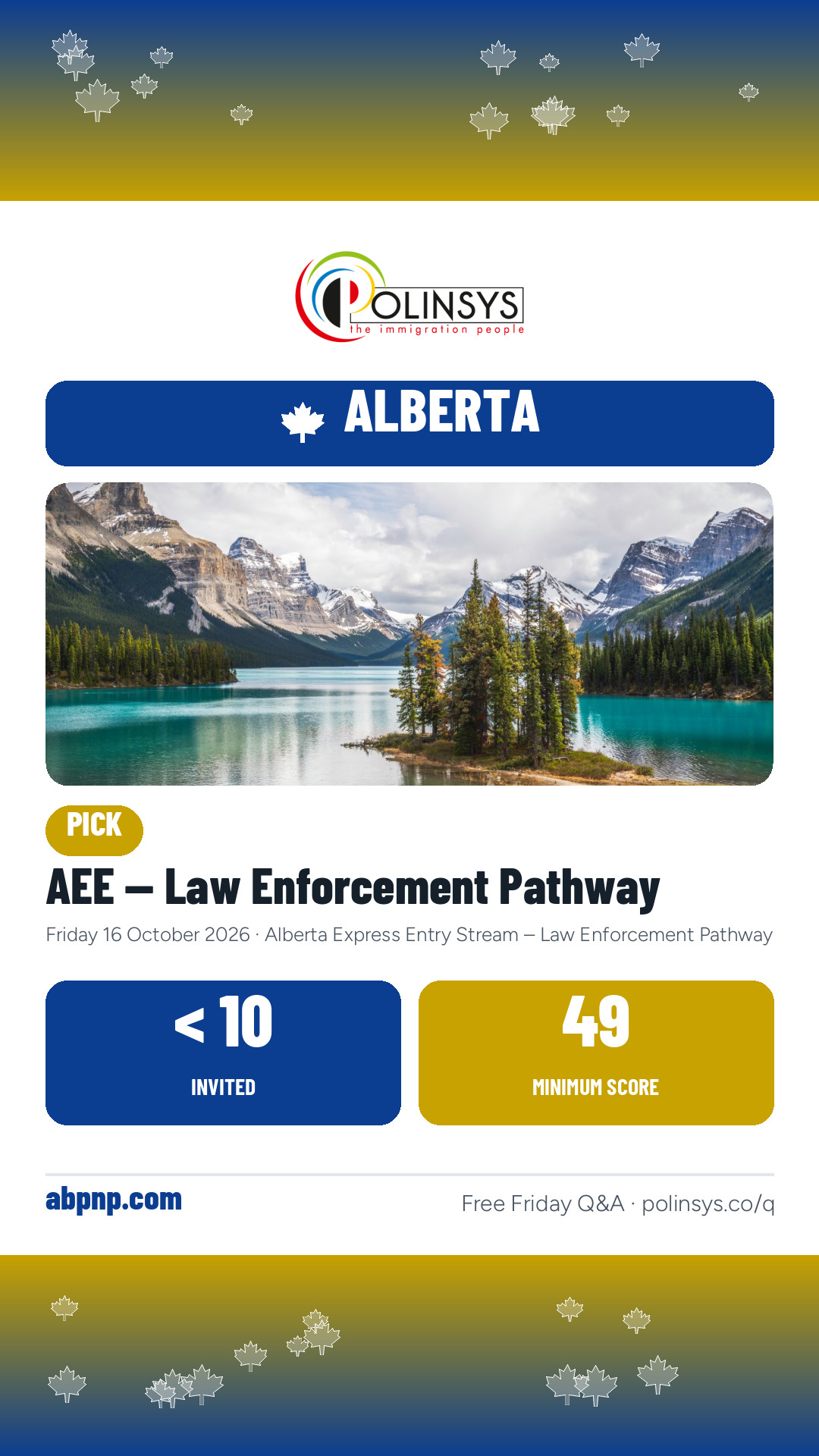 AEE — Law Enforcement Pathway — fewer than 10 invitations, 16 Oct 2026