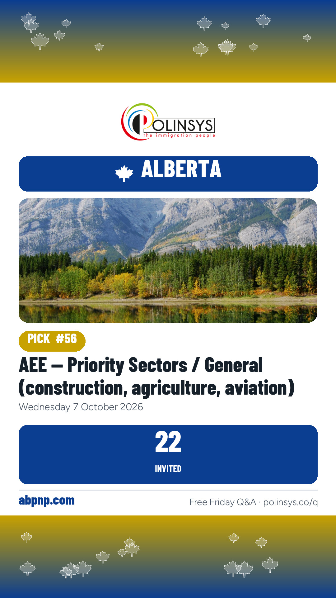 AEE — Priority Sectors / General (construction, agriculture, aviation) — 22 invitations, 7 October 2026