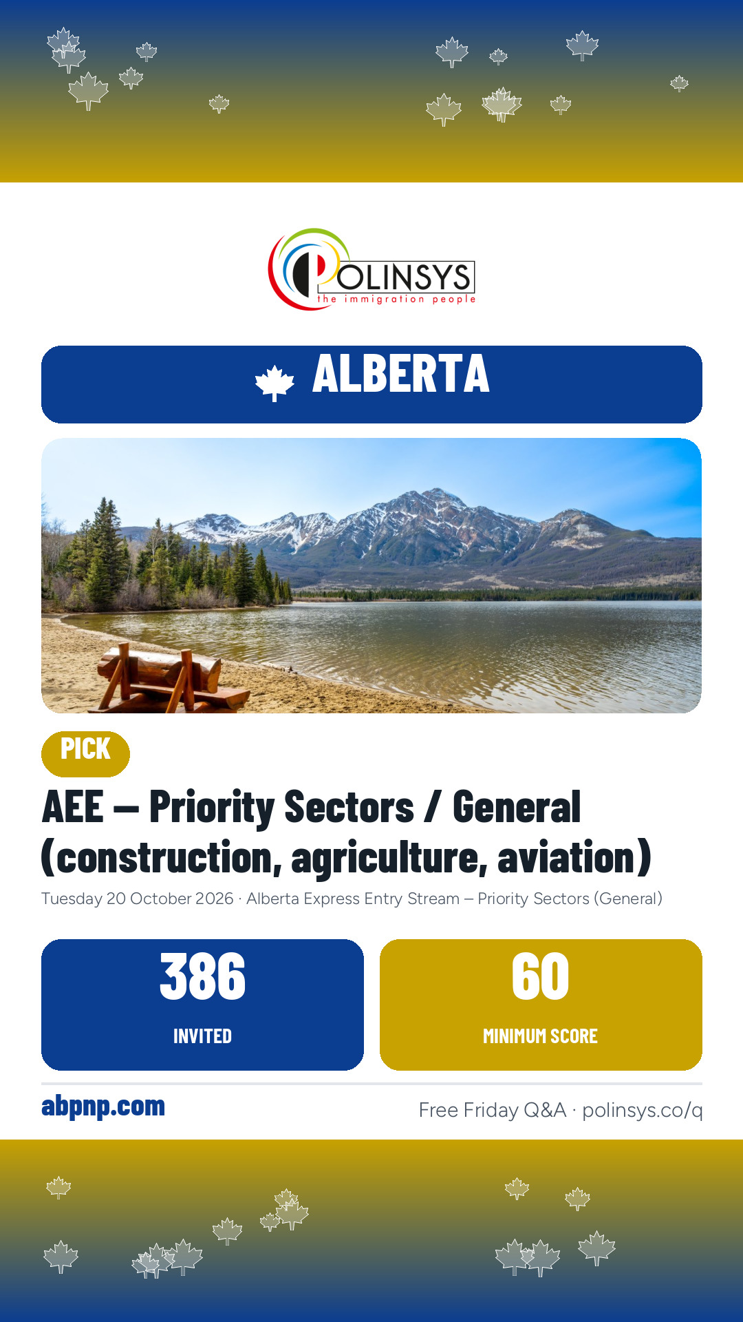 AEE — Priority Sectors / General (construction, agriculture, aviation) — 386 invitations, 20 Oct 2026