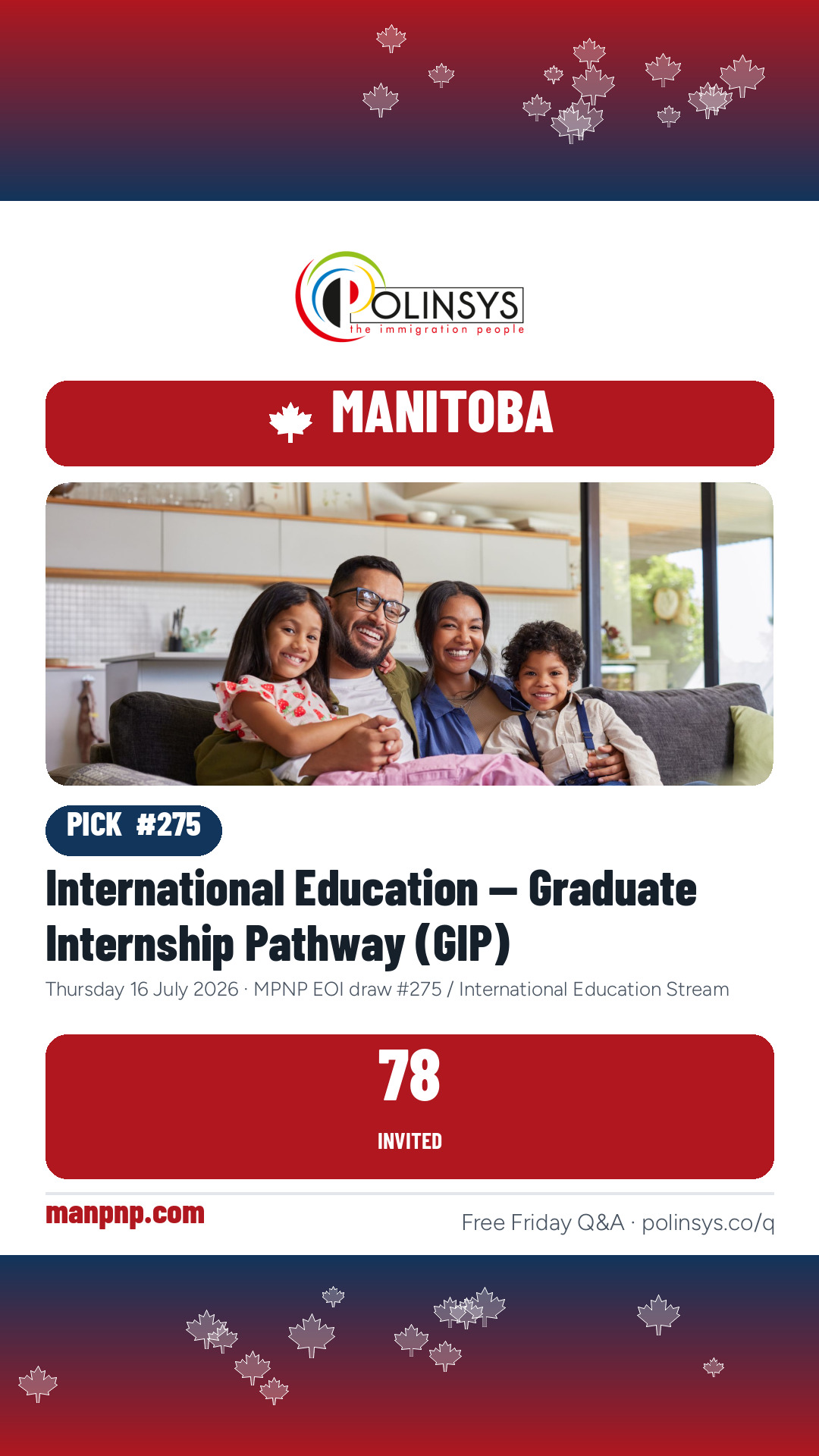 International Education — Graduate Internship Pathway (GIP) — 78 invitations, 16 July 2026