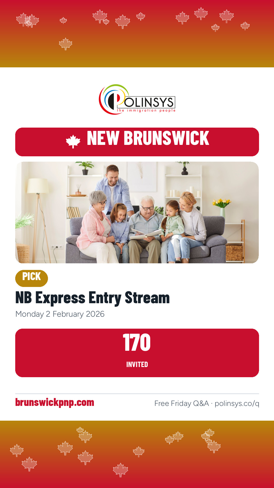 NB Express Entry Stream — 170 invitations, 2 February 2026
