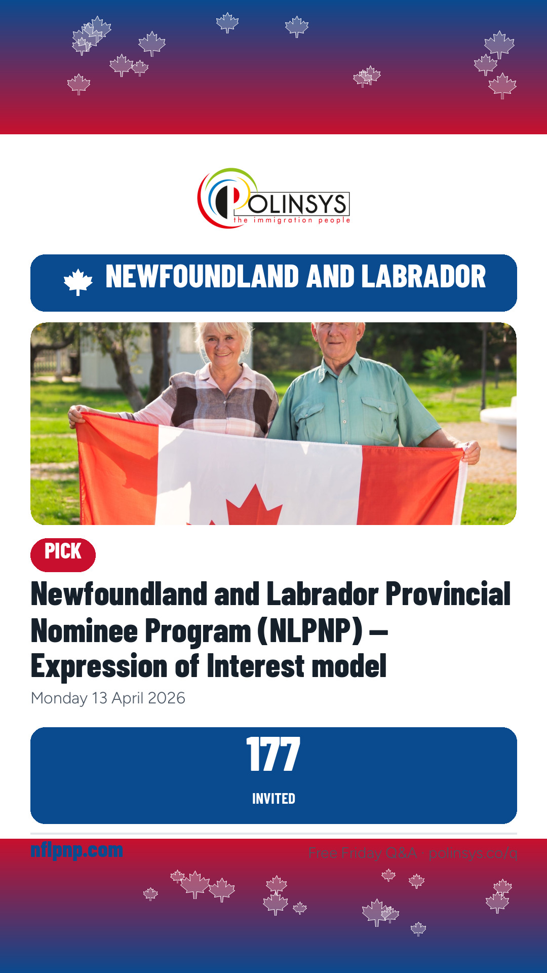 Newfoundland and Labrador Provincial Nominee Program (NLPNP) — Expression of Interest model — 177 invitations, 13 April 2026