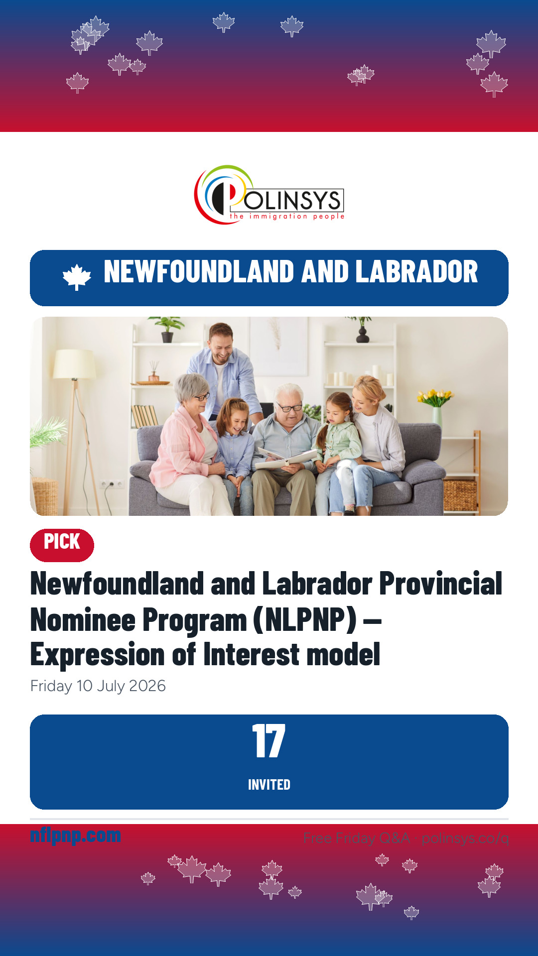 Newfoundland and Labrador Provincial Nominee Program (NLPNP) — Expression of Interest model — 17 invitations, 10 July 2026